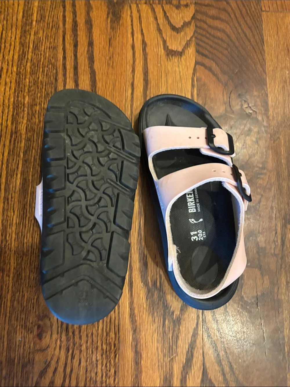 Birkenstock Kids Light Pink Double-Strap Sandals with Black Footbed
